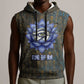 Khepri Ancient Egyptian Sleeveless Hoodie Dark Hieroglyphic, Blue Lotus Eye Symbol, and Winged Scarab Resurrection - African Pride