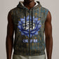 Khepri Ancient Egyptian Sleeveless Zip Hoodie Dark Hieroglyphic, Blue Lotus Eye Symbol, and Winged Scarab Resurrection - African Pride