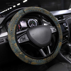 Khepri Ancient Egyptian Steering Wheel Cover Dark Hieroglyphic, Blue Lotus Eye Symbol, and Winged Scarab Resurrection - African Pride