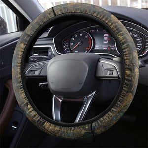 Khepri Ancient Egyptian Steering Wheel Cover Dark Hieroglyphic, Blue Lotus Eye Symbol, and Winged Scarab Resurrection - African Pride