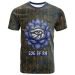 Khepri Ancient Egyptian T shirt Dark Hieroglyphic, Blue Lotus Eye Symbol, and Winged Scarab Resurrection - African Pride