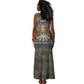 Khepri Ancient Egyptian Tank Maxi Dress Dark Hieroglyphic, Blue Lotus Eye Symbol, and Winged Scarab Resurrection - African Pride