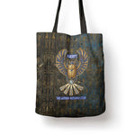 Khepri Ancient Egyptian Tote Bag Dark Hieroglyphic, Blue Lotus Eye Symbol, and Winged Scarab Resurrection - African Pride