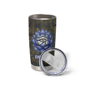 Khepri Ancient Egyptian Tumbler Cup Dark Hieroglyphic, Blue Lotus Eye Symbol, and Winged Scarab Resurrection - African Pride