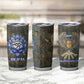 Khepri Ancient Egyptian Tumbler Cup Dark Hieroglyphic, Blue Lotus Eye Symbol, and Winged Scarab Resurrection - African Pride