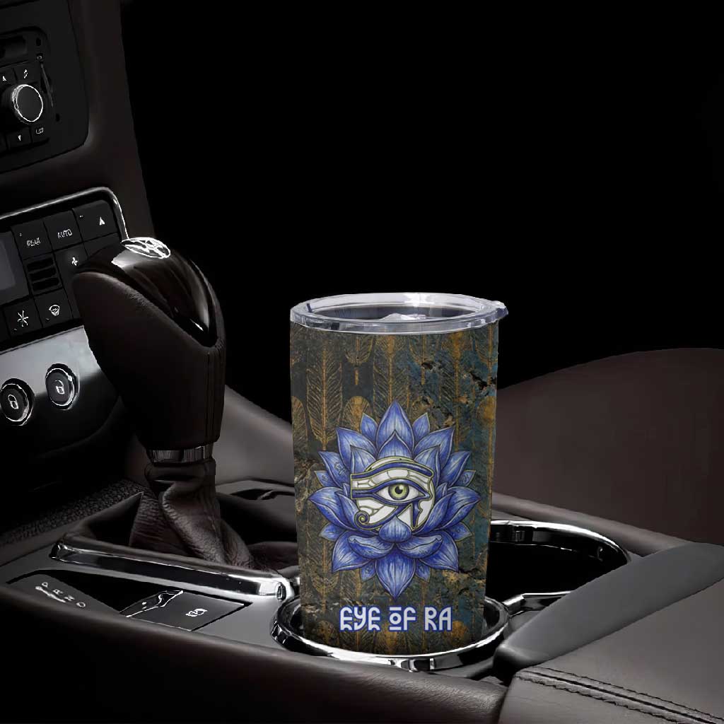 Khepri Ancient Egyptian Tumbler Cup Dark Hieroglyphic, Blue Lotus Eye Symbol, and Winged Scarab Resurrection - African Pride