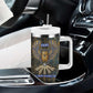Khepri Ancient Egyptian Tumbler With Handle Dark Hieroglyphic, Blue Lotus Eye Symbol, and Winged Scarab Resurrection - African Pride