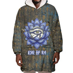Khepri Ancient Egyptian Wearable Blanket Hoodie Dark Hieroglyphic, Blue Lotus Eye Symbol, and Winged Scarab Resurrection - African Pride