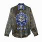 Khepri Ancient Egyptian Women Casual Shirt Dark Hieroglyphic, Blue Lotus Eye Symbol, and Winged Scarab Resurrection - African Pride