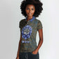 Khepri Ancient Egyptian Women Polo Shirt Dark Hieroglyphic, Blue Lotus Eye Symbol, and Winged Scarab Resurrection - African Pride