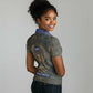 Khepri Ancient Egyptian Women Polo Shirt Dark Hieroglyphic, Blue Lotus Eye Symbol, and Winged Scarab Resurrection - African Pride