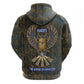 Khepri Ancient Egyptian Zip Hoodie Dark Hieroglyphic, Blue Lotus Eye Symbol, and Winged Scarab Resurrection - African Pride