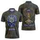 Khepri Ancient Egyptian Zipper Polo Shirt Dark Hieroglyphic, Blue Lotus Eye Symbol, and Winged Scarab Resurrection - African Pride