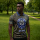 Khepri Ancient Egyptian Zipper Polo Shirt Dark Hieroglyphic, Blue Lotus Eye Symbol, and Winged Scarab Resurrection - African Pride