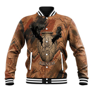 Khnum Baseball Jacket Ancient Egyptian Earthy Cracked Papyrus - Divine Potter - African Pride