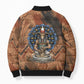 Khnum Bomber Puffer Jacket Ancient Egyptian Earthy Cracked Papyrus - Divine Potter - African Pride