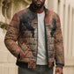 Khnum Bomber Puffer Jacket Ancient Egyptian Earthy Cracked Papyrus - Divine Potter - African Pride