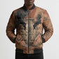 Khnum Bomber Puffer Jacket Ancient Egyptian Earthy Cracked Papyrus - Divine Potter - African Pride