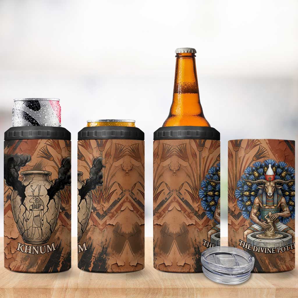 Khnum 4 in 1 Can Cooler Tumbler Ancient Egyptian Earthy Cracked Papyrus - Divine Potter - African Pride
