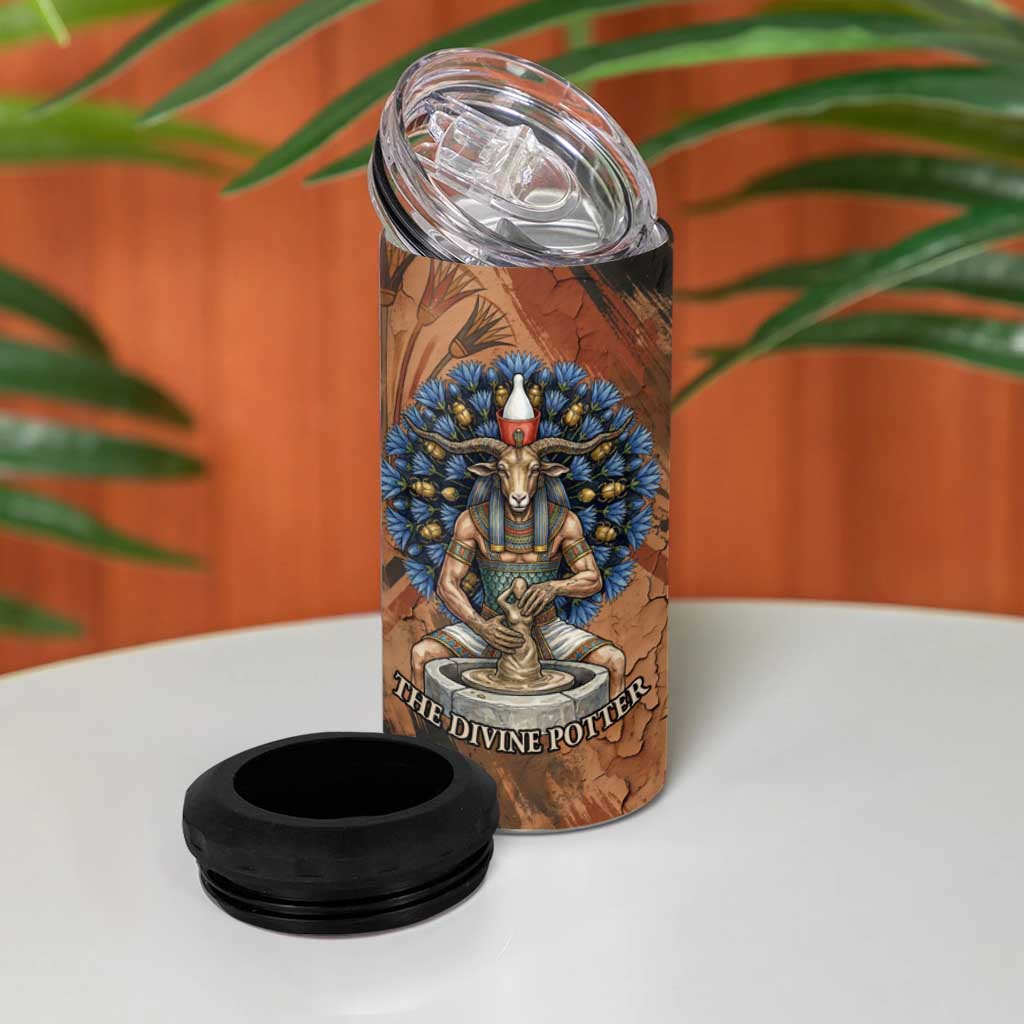 Khnum 4 in 1 Can Cooler Tumbler Ancient Egyptian Earthy Cracked Papyrus - Divine Potter - African Pride