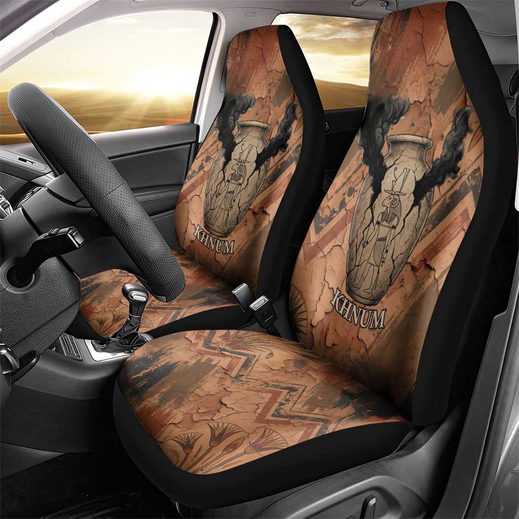 Khnum Car Seat Cover Ancient Egyptian Earthy Cracked Papyrus - Divine Potter - African Pride