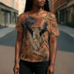 Khnum Cross Shoulder Shirt Ancient Egyptian Earthy Cracked Papyrus - Divine Potter - African Pride