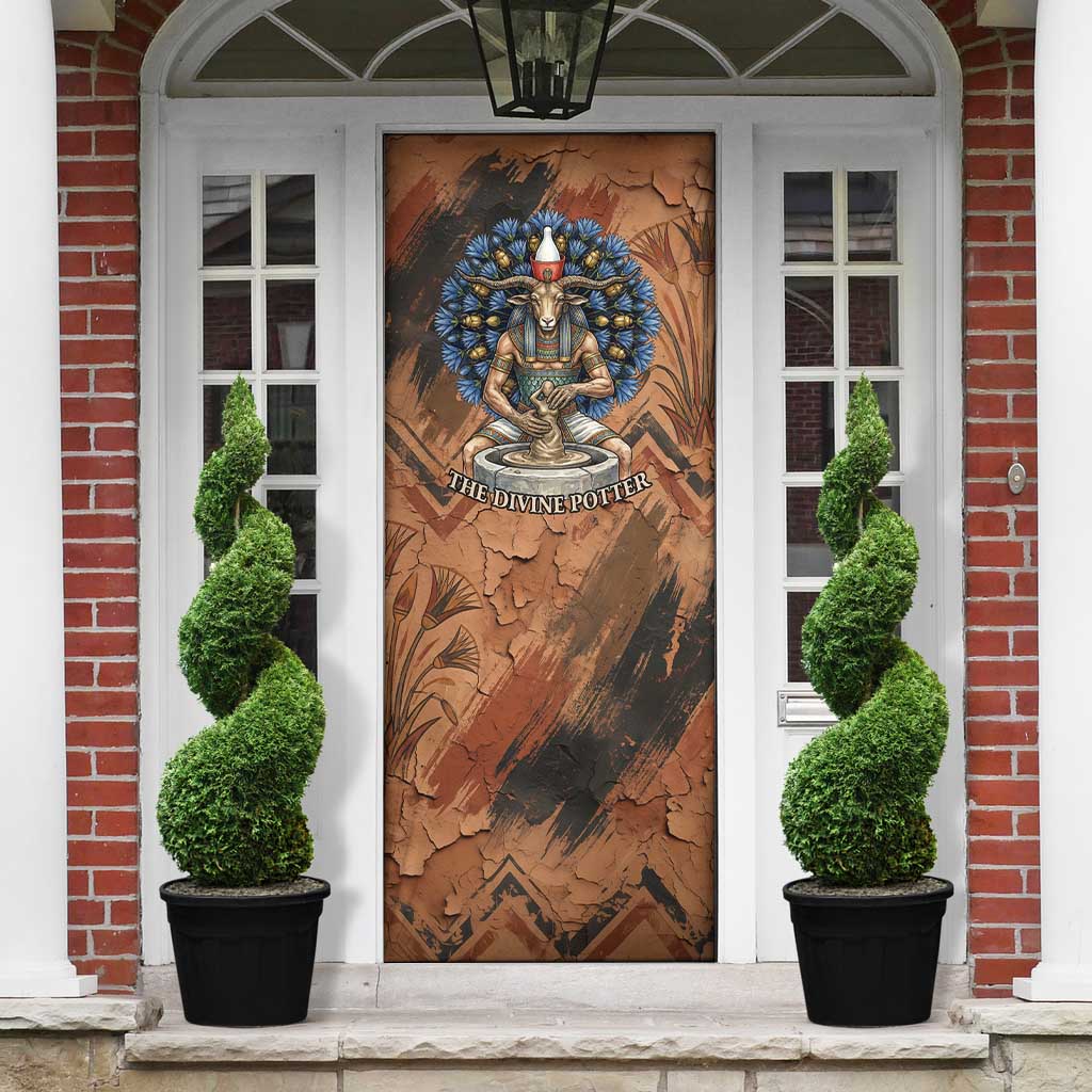 Khnum Door Cover Ancient Egyptian Earthy Cracked Papyrus - Divine Potter - African Pride