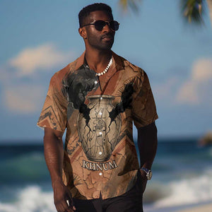Khnum Hawaiian Shirt Ancient Egyptian Earthy Cracked Papyrus - Divine Potter - African Pride