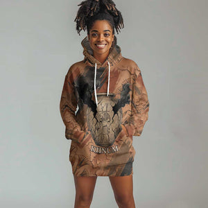 Khnum Hoodie Dress Ancient Egyptian Earthy Cracked Papyrus - Divine Potter - African Pride