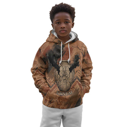 Khnum Kid Hoodie Ancient Egyptian Earthy Cracked Papyrus - Divine Potter - African Pride
