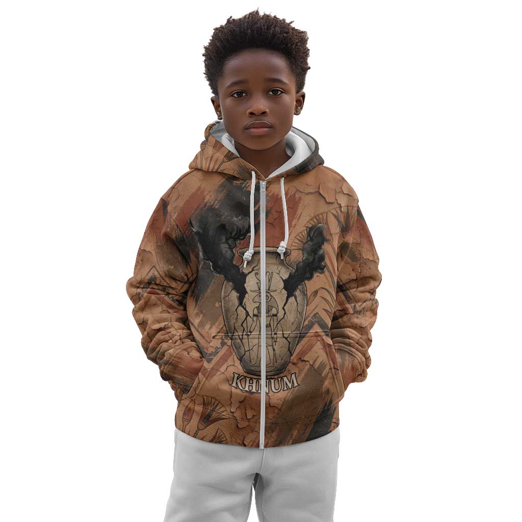 Khnum Kid Hoodie Ancient Egyptian Earthy Cracked Papyrus - Divine Potter - African Pride