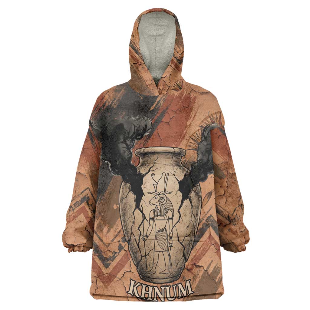 Khnum Kid Wearable Blanket Hoodie Ancient Egyptian Earthy Cracked Papyrus - Divine Potter - African Pride