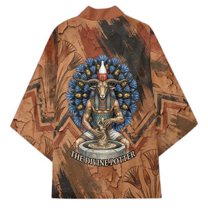 Khnum Kimono Ancient Egyptian Earthy Cracked Papyrus - Divine Potter - African Pride