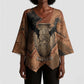 Khnum Kimono Sleeve Blouse Ancient Egyptian Earthy Cracked Papyrus - Divine Potter - African Pride