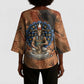 Khnum Kimono Sleeve Blouse Ancient Egyptian Earthy Cracked Papyrus - Divine Potter - African Pride
