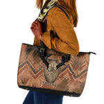 Khnum Leather Tote Bag Ancient Egyptian Earthy Cracked Papyrus - Divine Potter - African Pride
