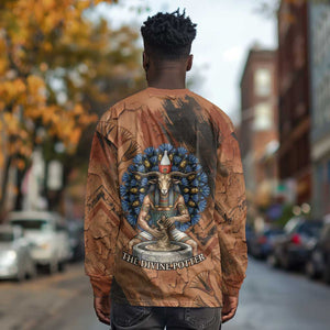 Khnum Long Sleeve Shirt Ancient Egyptian Earthy Cracked Papyrus - Divine Potter - African Pride