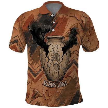 Khnum Polo Shirt Ancient Egyptian Earthy Cracked Papyrus - Divine Potter - African Pride