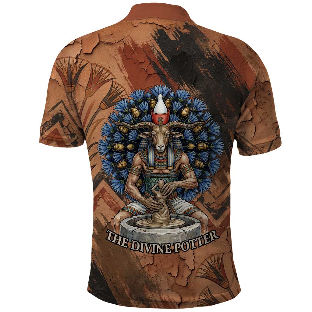 Khnum Polo Shirt Ancient Egyptian Earthy Cracked Papyrus - Divine Potter - African Pride