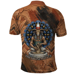 Khnum Polo Shirt Ancient Egyptian Earthy Cracked Papyrus - Divine Potter - African Pride