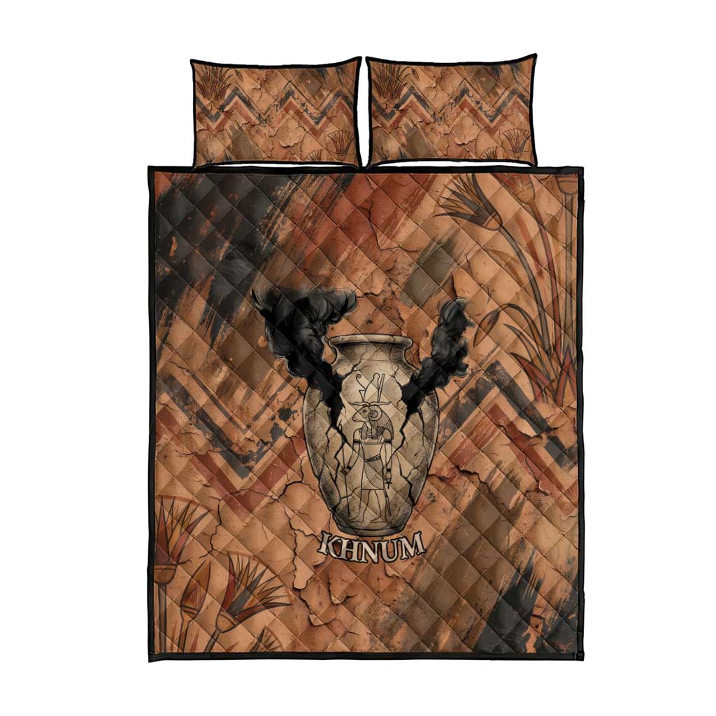 Khnum Quilt Bed Set Ancient Egyptian Earthy Cracked Papyrus - Divine Potter - African Pride
