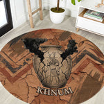 Khnum Round Carpet Ancient Egyptian Earthy Cracked Papyrus - Divine Potter - African Pride
