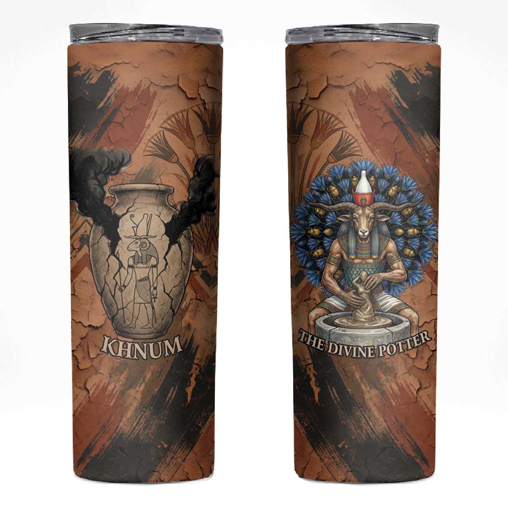 Khnum Skinny Tumbler Ancient Egyptian Earthy Cracked Papyrus - Divine Potter - African Pride