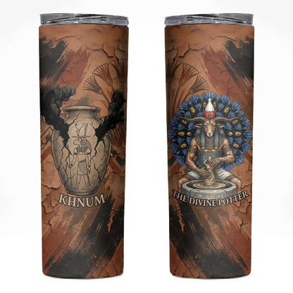 Khnum Skinny Tumbler Ancient Egyptian Earthy Cracked Papyrus - Divine Potter - African Pride