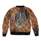 Khnum Sleeve Zip Bomber Jacket Ancient Egyptian Earthy Cracked Papyrus - Divine Potter - African Pride