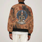 Khnum Sleeve Zip Bomber Jacket Ancient Egyptian Earthy Cracked Papyrus - Divine Potter - African Pride