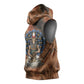Khnum Sleeveless Hoodie Ancient Egyptian Earthy Cracked Papyrus - Divine Potter - African Pride