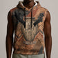 Khnum Sleeveless Hoodie Ancient Egyptian Earthy Cracked Papyrus - Divine Potter - African Pride