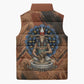 Khnum Sleeveless Puffer Jacket Ancient Egyptian Earthy Cracked Papyrus - Divine Potter - African Pride