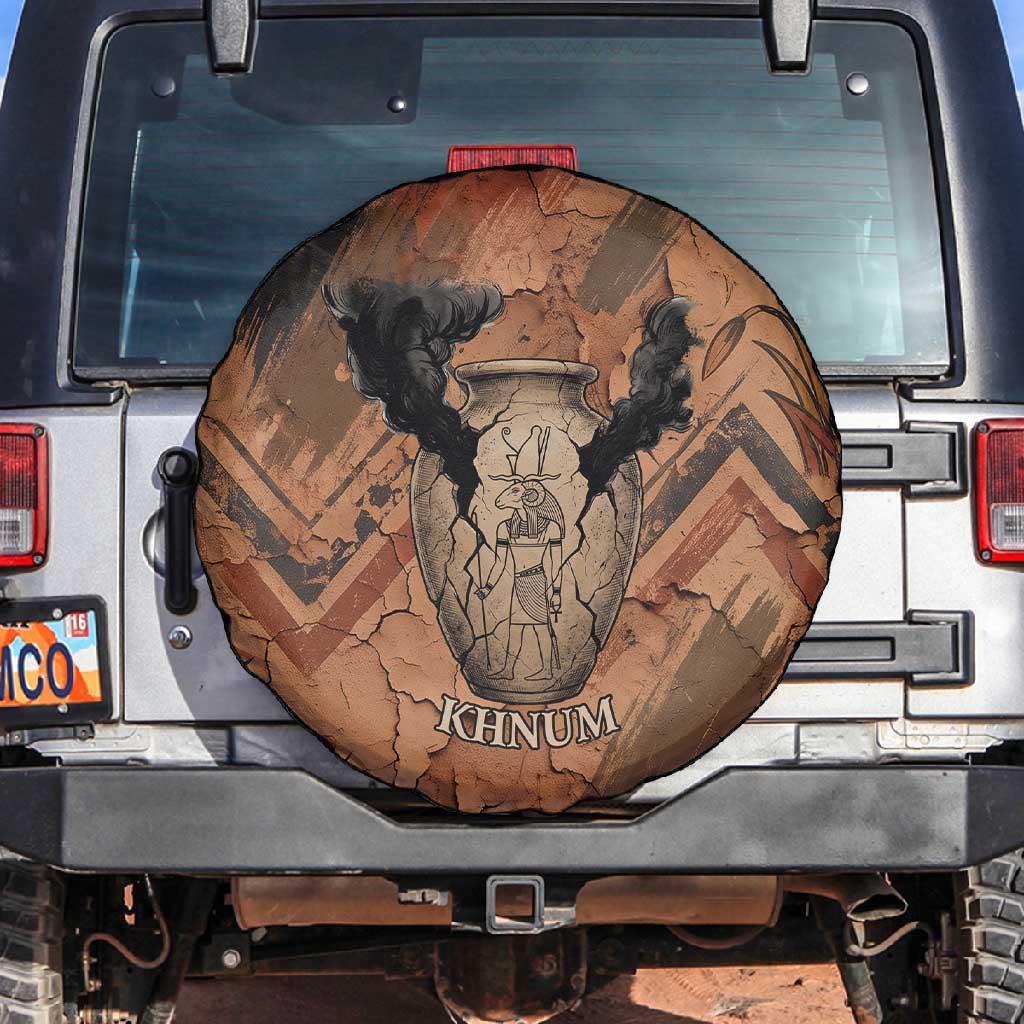 Khnum Spare Tire Cover Ancient Egyptian Earthy Cracked Papyrus - Divine Potter - African Pride